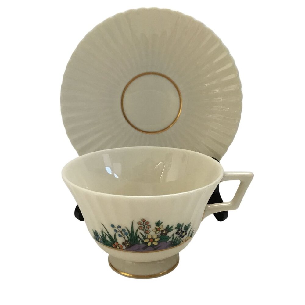 LENOX (5) Vintage Rutledge P-303 5 Cup Saucer Sets Discontinued 24k Bone China